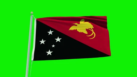 Seamless loop animation of the Papua New Guinea flag on a green screen Stock Footage 203854524