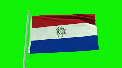 Seamless loop animation of the Paraguay flag on a green screen background. Stock Footage 203855572