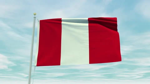 Seamless loop animation of the Peru flag on a blue sky background. Stock Footage 211128910
