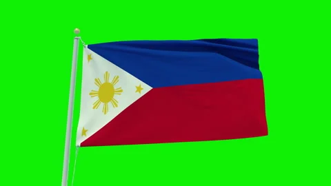 Seamless loop animation of the Philippines flag on a green screen background. Stock Footage 203855014