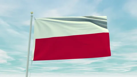Seamless loop animation of the Poland flag on a blue sky background. Stock Footage 211130230