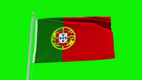 Seamless loop animation of the Portugal flag on a green screen background. Stock Footage 203856386