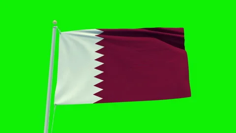 Seamless loop animation of the Qatar flag on a green screen background. Stock Footage 203854830