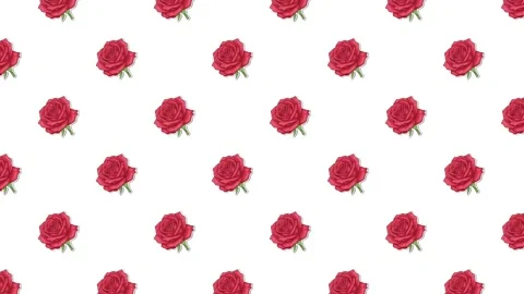 Seamless loop animation of red cartoon roses Stock Footage 325721603