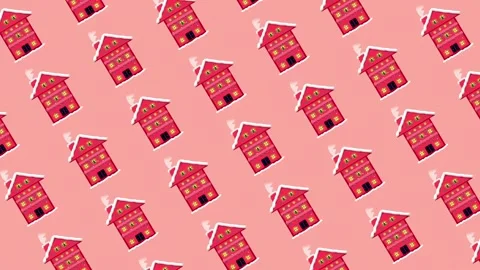 Seamless loop animation of red cozy brick apartment buildings 스톡 동영상 308061802