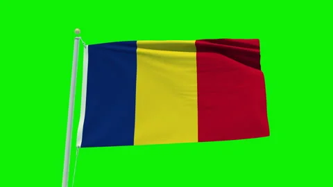 Seamless loop animation of the Romania flag on a green screen background. Stock Footage 203855116