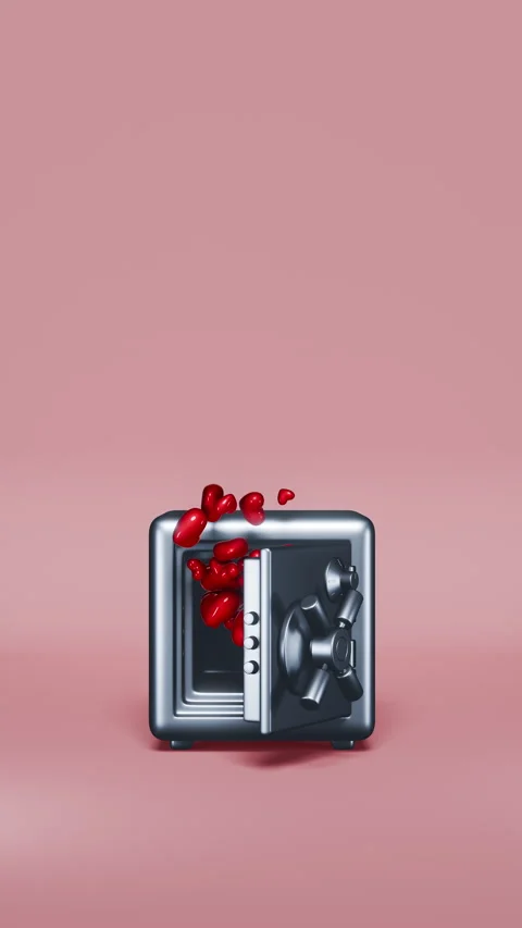 Seamless Loop Animation of Safe Opening and Releasing Flying Red Hearts Video stock 311753256