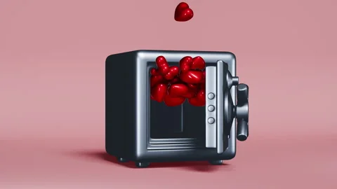 Seamless Loop Animation of Safe Opening and Releasing Flying Red Hearts Video stock 311753297