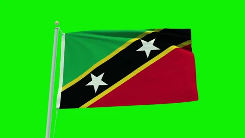 Seamless loop animation of the Saint Kitts And Nevis flag on a green screen Stock Footage 203854884
