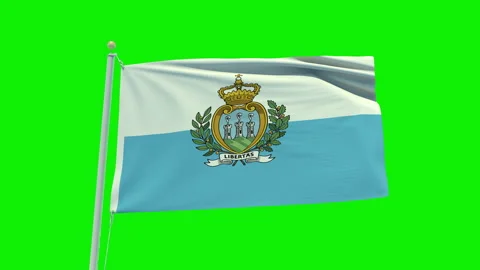 Seamless loop animation of the San Marino flag on a green screen background. Stock Footage 203857220