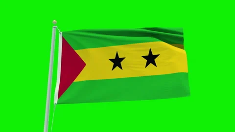 Seamless loop animation of the Sao Tome And Principe flag on a green screen Stock Footage 203857147