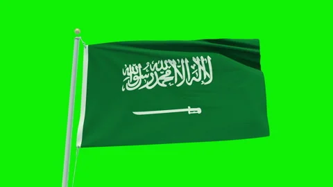 Seamless loop animation of the Saudi Arabia flag on a green screen background. Stock Footage 203855021