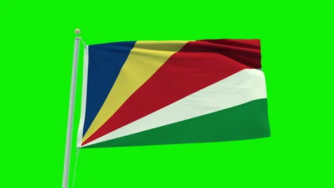 Seamless loop animation of the Seychelles flag on a green screen background. Stock Footage 203856097