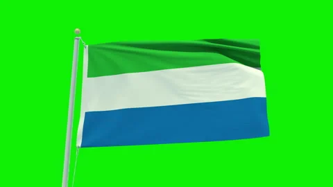 Seamless loop animation of the Sierra Leone flag on a green screen background. Stock Footage 203856506