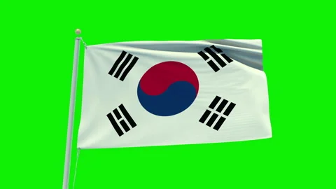 Seamless loop animation of the South Korea flag on a green screen background. Stock Footage 203856887