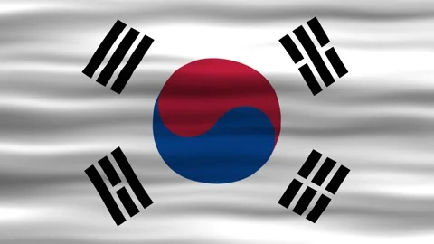 Seamless loop animation of the South Korea flag, flag waving in the wind, p.. Stock Footage 224195343
