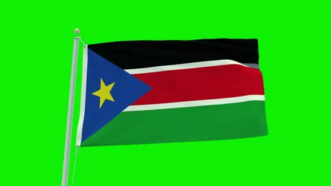 Seamless loop animation of the South Sudan flag on a green screen background. Stock Footage 203854844