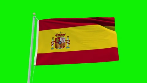 Seamless loop animation of the Spain flag on a green screen background. Stock Footage 203857030