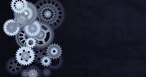 Seamless loop animation of spinning blue gear on dark background 4k Stock Footage 162371722