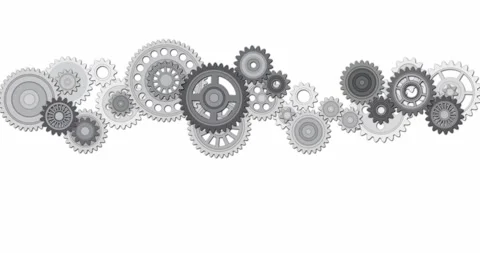 Seamless loop animation of spinning grey gear on white background Stock Footage 147012607