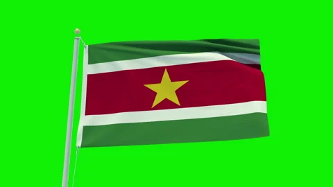 Seamless loop animation of the Suriname flag on a green screen background. Stock Footage 203855055