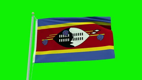 Seamless loop animation of the Swaziland flag on a green screen background. Stock Footage 203855538