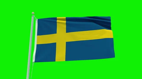 Seamless loop animation of the Sweden flag on a green screen background. Stock Footage 203855253