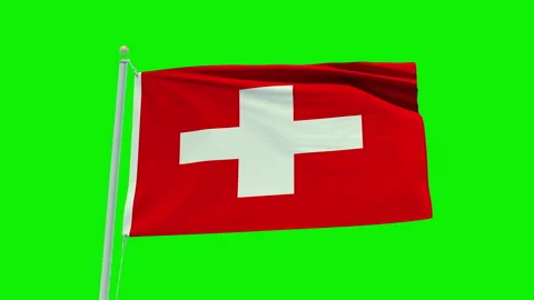 Seamless loop animation of the Switzerland flag on a green screen background. Stock Footage 203856025