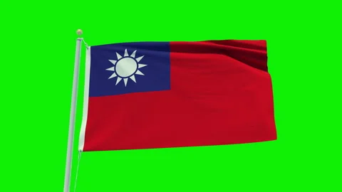 Seamless loop animation of the Taiwan flag on a green screen background. Stock Footage 203854973