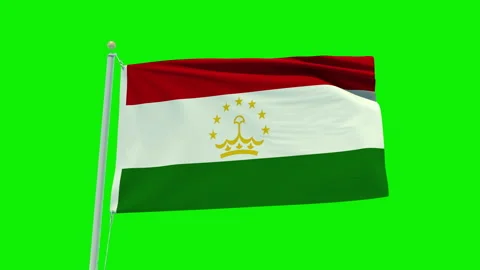 Seamless loop animation of the Tajikistan flag on a green screen background. Stock Footage 203856173