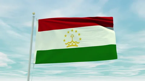 Seamless loop animation of the Tajikistan flag on a blue sky background. Stock Footage 211135830