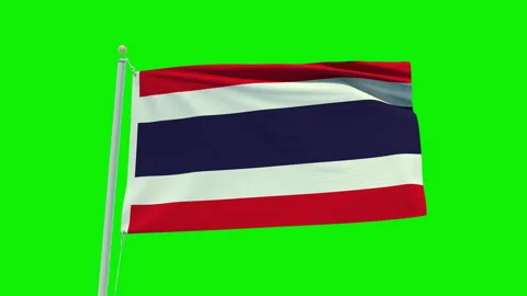 Seamless loop animation of the Thailand flag on a green screen background. Stock Footage 203854864