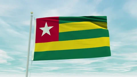 Seamless loop animation of the Togo flag on a blue sky background. Stock Footage 211131814