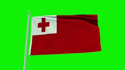 Seamless loop animation of the Tonga flag on a green screen background. Stock Footage 203854912