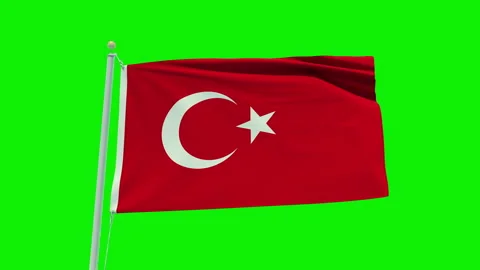 Seamless loop animation of the Turkey flag on a green screen background. Stock Footage 203855069