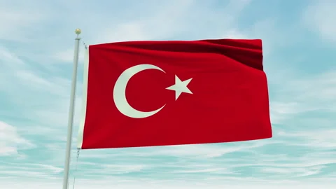 Seamless loop animation of the Turkey flag on a blue sky background. Stock Footage 211122926