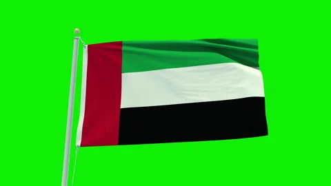 Seamless loop animation of the United Arab Emirates flag on a green screen Stock Footage 203854797