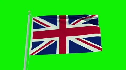 Seamless loop animation of the United Kingdom flag on a green screen background. Stock Footage 203855910