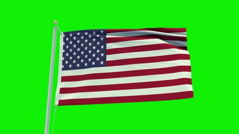 Seamless loop animation of the United States of America flag on a green screen Stock Footage 203856292