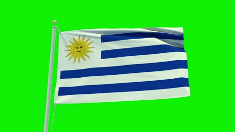 Seamless loop animation of the Uruguay flag on a green screen background. Stock Footage 203856755