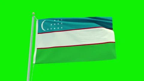 Seamless loop animation of the Uzbekistan flag on a green screen background. Stock Footage 203856922