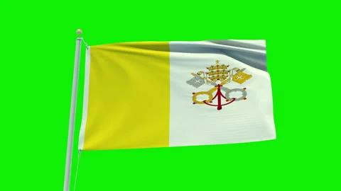 Seamless loop animation of the Vatican flag on a green screen background. Stock Footage 203857311
