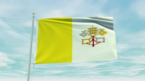 Seamless loop animation of the Vatican flag on a blue sky background. Stock Footage 211116293