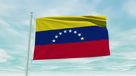 Seamless loop animation of the Venezuela flag on a blue sky background. Stock Footage 211121847