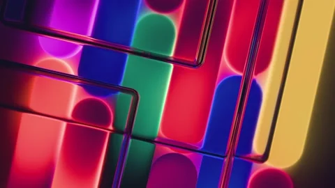 Seamless loop animation with vibrant color gradients glowing through a frosted Stock Footage 335755050