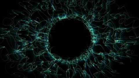 Seamless loop background with abstract ring made of floating strings Stock Footage 299835391