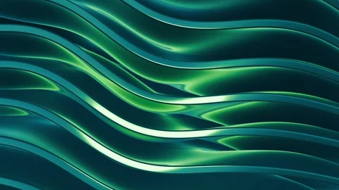 Seamless loop background with blue metallic waves and green reflections Vídeos de archivo 307522107