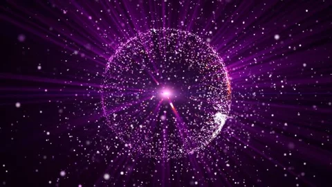Seamless loop,  background with circular shape particles. Light ray effect. Stock Footage 74053249