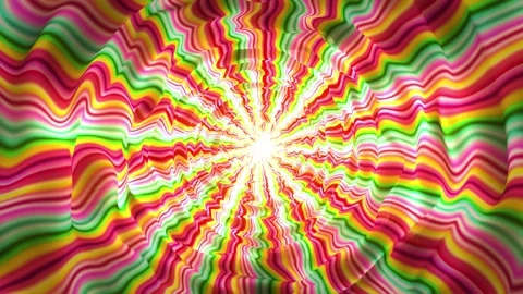 Seamless loop background with colorful wavy tunnel made of psychedelic stripes Stock Footage 281388718