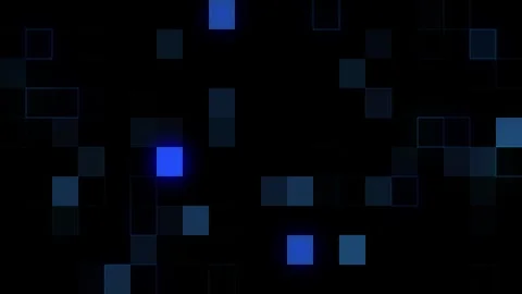 Seamless loop background of digital blue pixel square blocks flickering Stock Footage 345625262